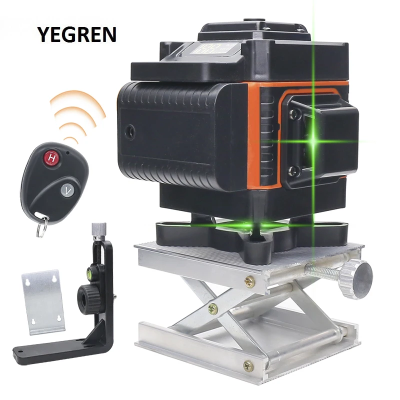 

12/16 Lines Self-leveling Laser Level Green Laser Level Wireless Remote Level w/ Lifting Platform Horizontal Vertical Cross Line