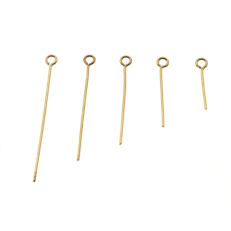 

100Pcs 0.6mm Gold Color Stainless Steel Eye Pins Hooks DIY Earrings Findings for Handmade Crafts Jewelry Making 15-50mm Length