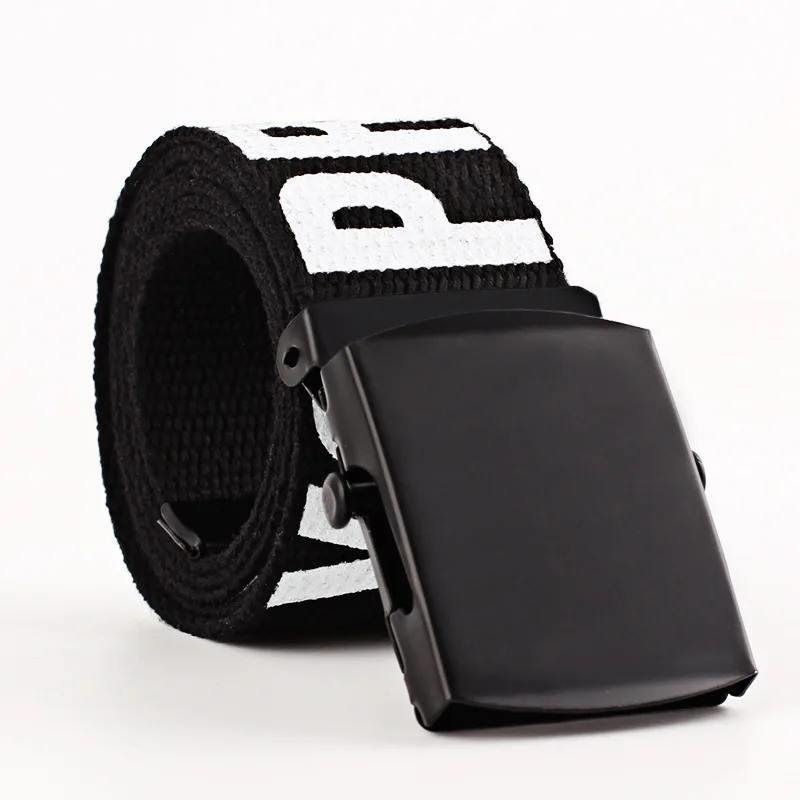 

Men's/Women's Personalized fashion text printing Canvas Belt Lengthened 140cm Teenage students jeans belt