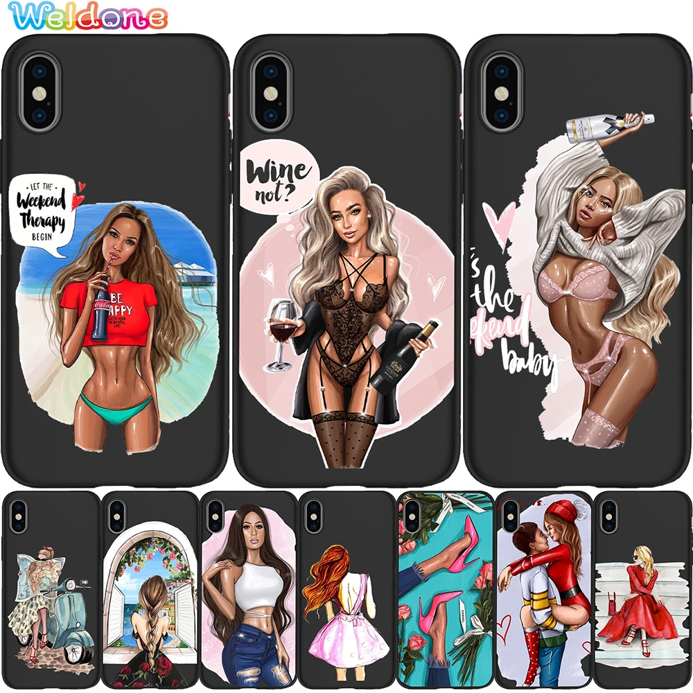 Модный сексуальный красивый черный чехол для телефона iPhone 11 Pro Max XS XR X 8 7 6S Plus 5S