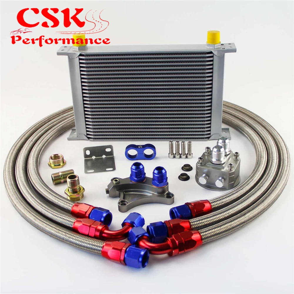 Best Price 25 Row 248mm AN10 Oil Cooler Kit Fits For Nissan Silvia S13 S14 S15 180SX 200SX 240SX SR20DET Black/Silver