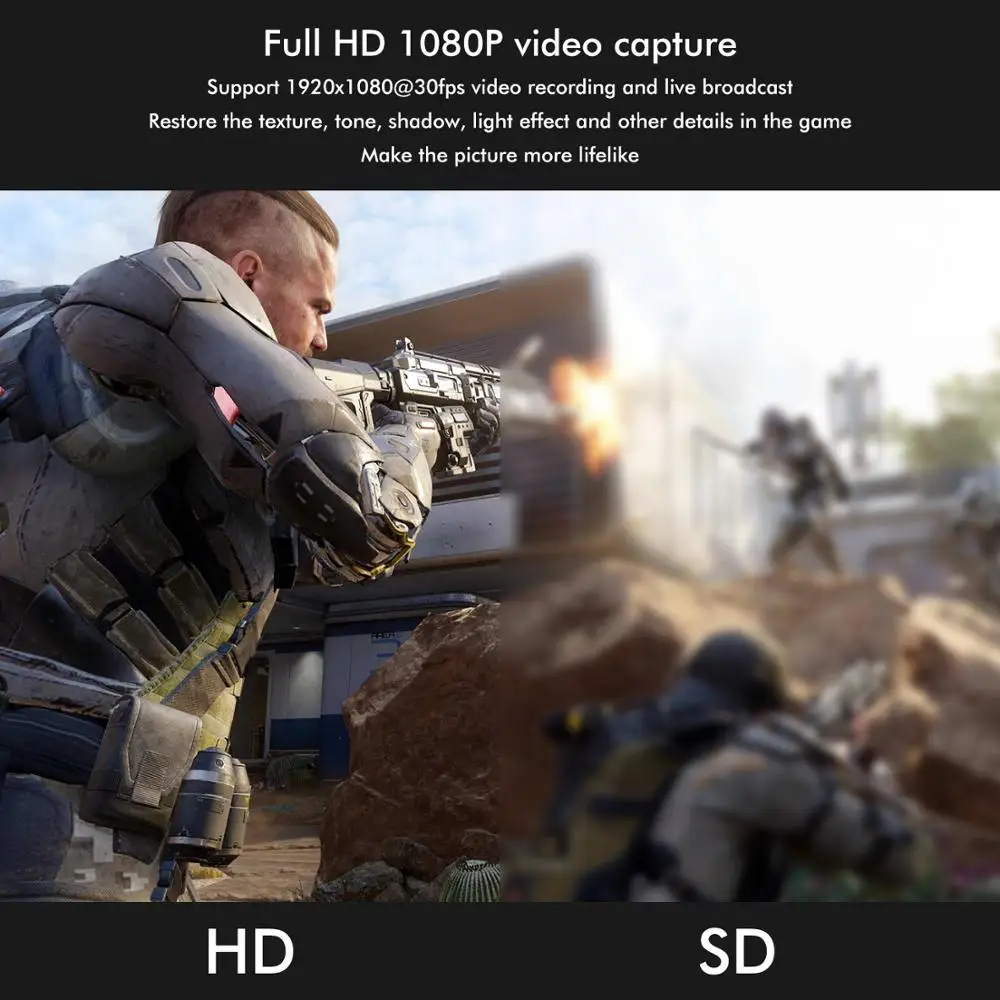 HD 4K 1080P Video Capture Card USB 2.0 HDMI Video Grabber Record Box for PS4 Game DVD Camcorder Camera Recording Live Streaming
