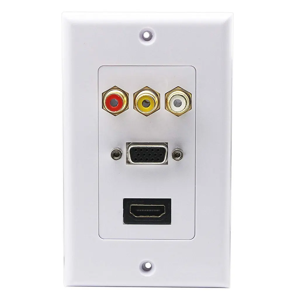 Практичный двойной порт подключения Белый Hdmi Vga Rca выводная настенная пластина Full