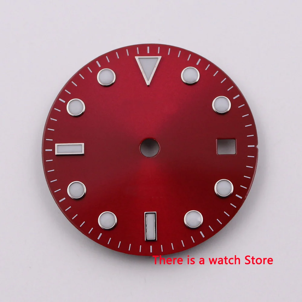 28.5mm no logo luminous date window Red Watch Dial fit ETA 2824 2836 MIYOTA 8215 821A Mingzhu DG2813 Automatic Movement |