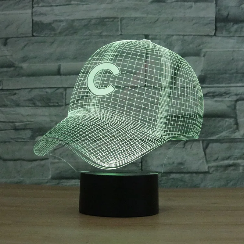 Импортные товары стиль Chicago Cubs Бейсбол кепки 3D красочный сенсорный контроль зарядки светодиодный визуальный светильник 8068
