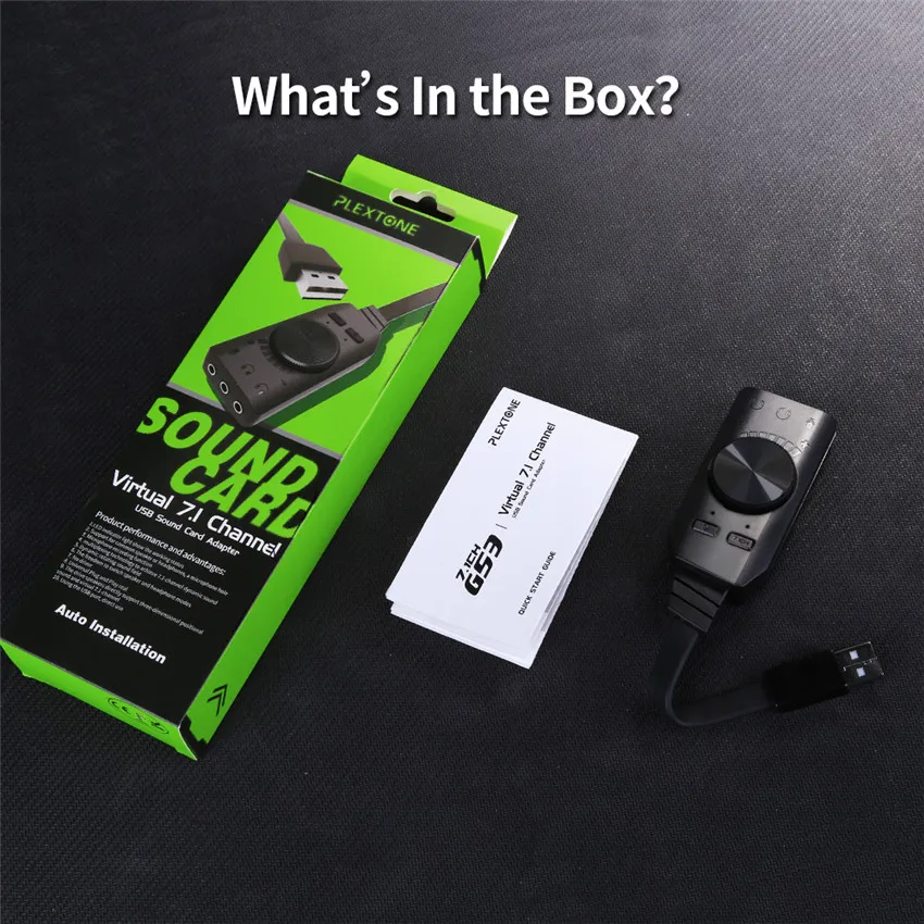 PLEXTONE GS3 Headset Adapter Virtual 7 1 Channel USB External Sound Card Earphone Headphone Audio Interface for Computer PC
