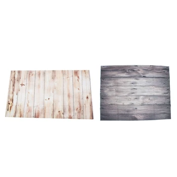 

2 Pcs 3X5FT Vinyl Wood Wall Floor Backdrop Photography Background Photo Studio Props, N0.1 & No.2