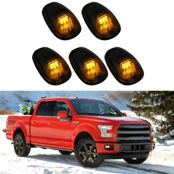 

9 LED T10 Amber Lamps Cab Running Marker Lights Smoke Cover Lens with Switch for Pickup Truck SUV Off Road