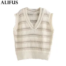 Мода Za для женщин элегантный жаккардовый сетчатый комбинированный жилет свитер без рукавов Стильные пуловеры верхняя одежда для женщин