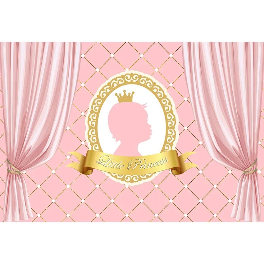 7x5ft Gold Little Princess Girl Baby Shower Pink Curtain Party Custom Photo Studio Background Backdrop Vinyl 220cm x 150cm | Электроника