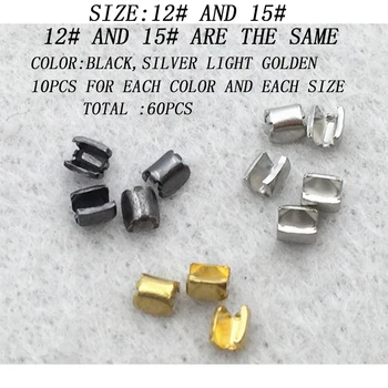 

60pcs/lot 12#15#light golden silver gun black mixed color U-shaped long European upper zipper stopper for repairing zipper 2084