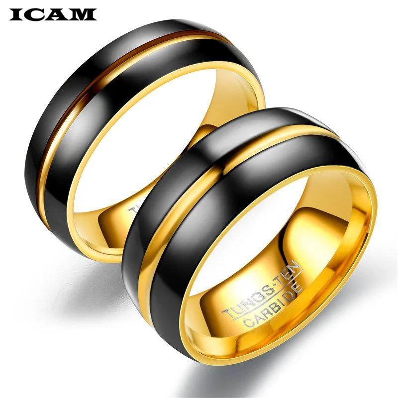 ICAM 8 мм вольфрамовые кольца классические обручальные для женщин мужские