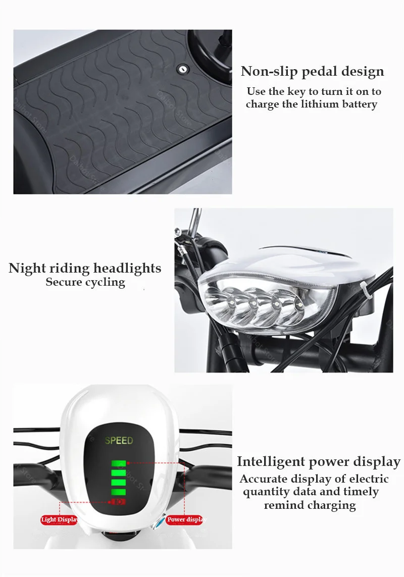 DB Electric Skateboard Scooter Three Wheels Electric Bicycles 12 Inch 500W 48V Range 45KM Electric Scooter Bike For Disabled (33)