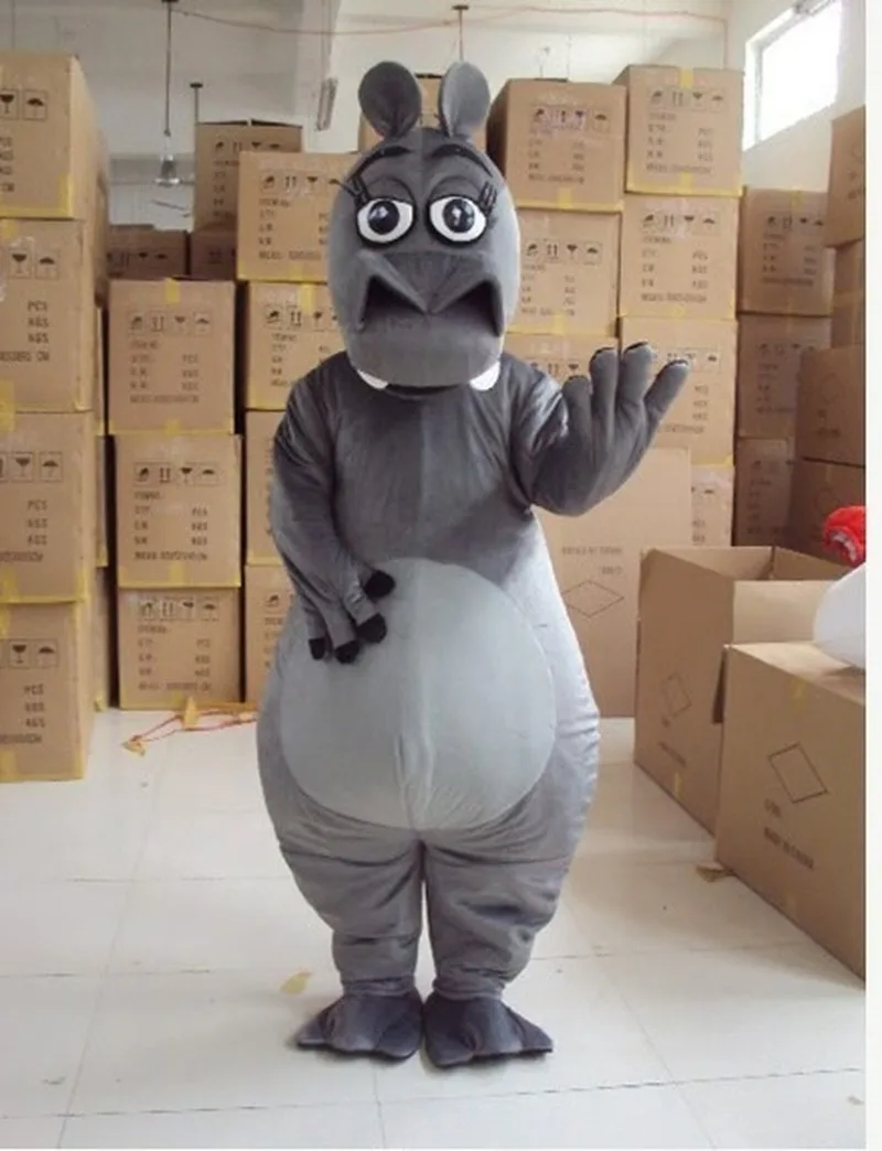 

Adults Hippo Gray Mascot Costume Suits Game Dress Outfits Clothing Advertising Promotion Carnival Hallowen Cosplay Unisex Gift