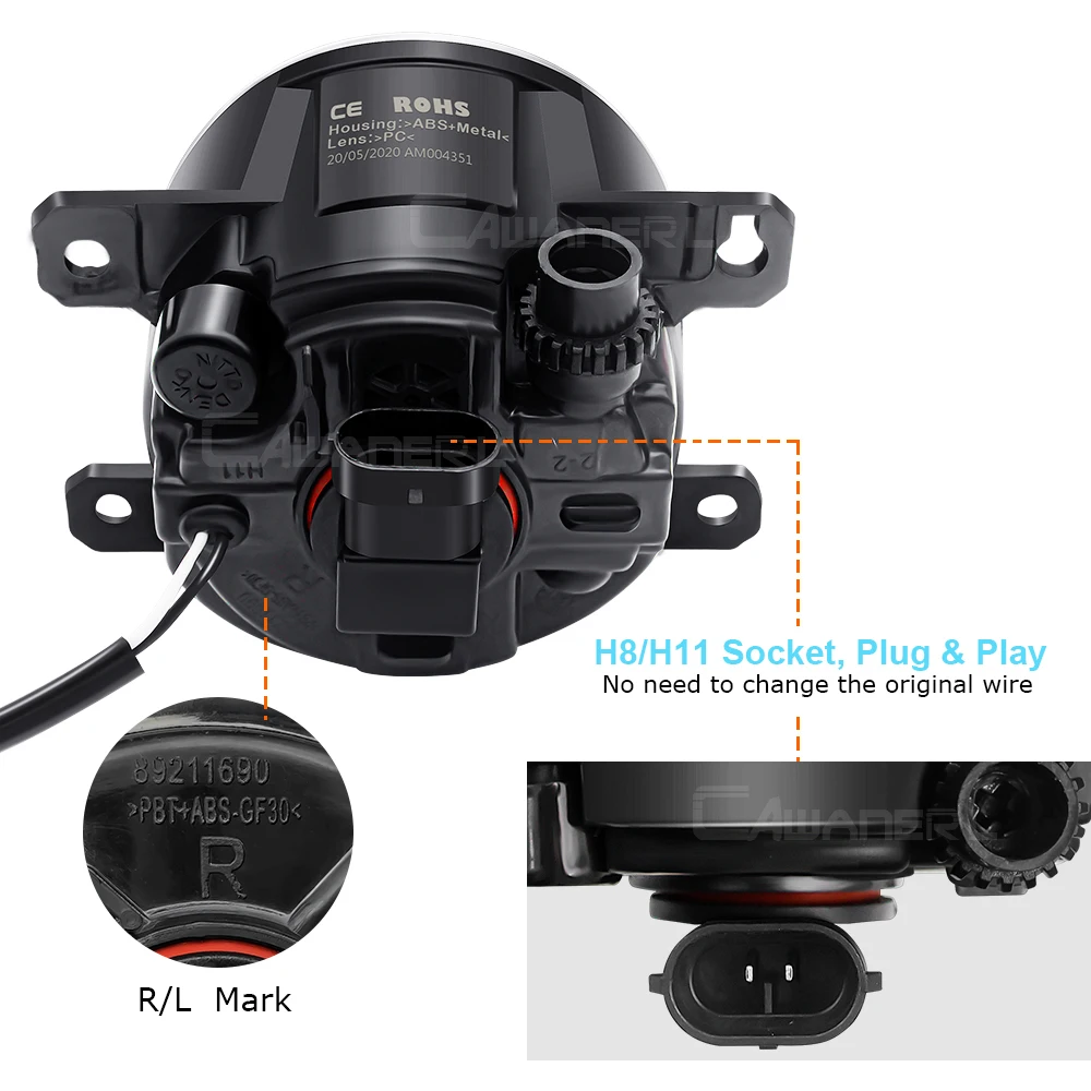 2 Pieces Car Fog Light Assembly LED Angel Eye Daytime Running Light DRL 30W H11 12V For Mitsubishi Outlander 2006- led car light,fog lights