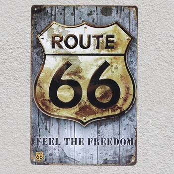 

1 pc Route 66 California Feel the freedom USA America Tin Plate Sign wall man cave Decoration Man cave Art Poster metal vintage