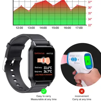 

T96 Intelligent Watch Measures Body Temperature Heart Rate Blood Pressure Blood Oxygen Smart Bracelet Touch Control Fitness Band