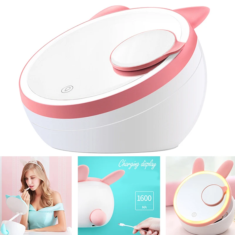 

LED Makeup Mirror Dimmable Touching Screen Multi-angle Mirror Built-in Storage Box Mirrors TP899