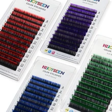 GLAMLASH – Extension de cils individuels en Faux vison, dégradé de couleurs rouge, vert, bleu, violet, accessoire de maquillage
