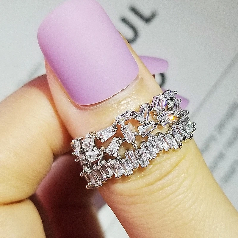 2022 New Luxury silver color bride African Dubai Jewelry Set Bracelet Band Ring for Women Wedding Christmas Party Gift J6731