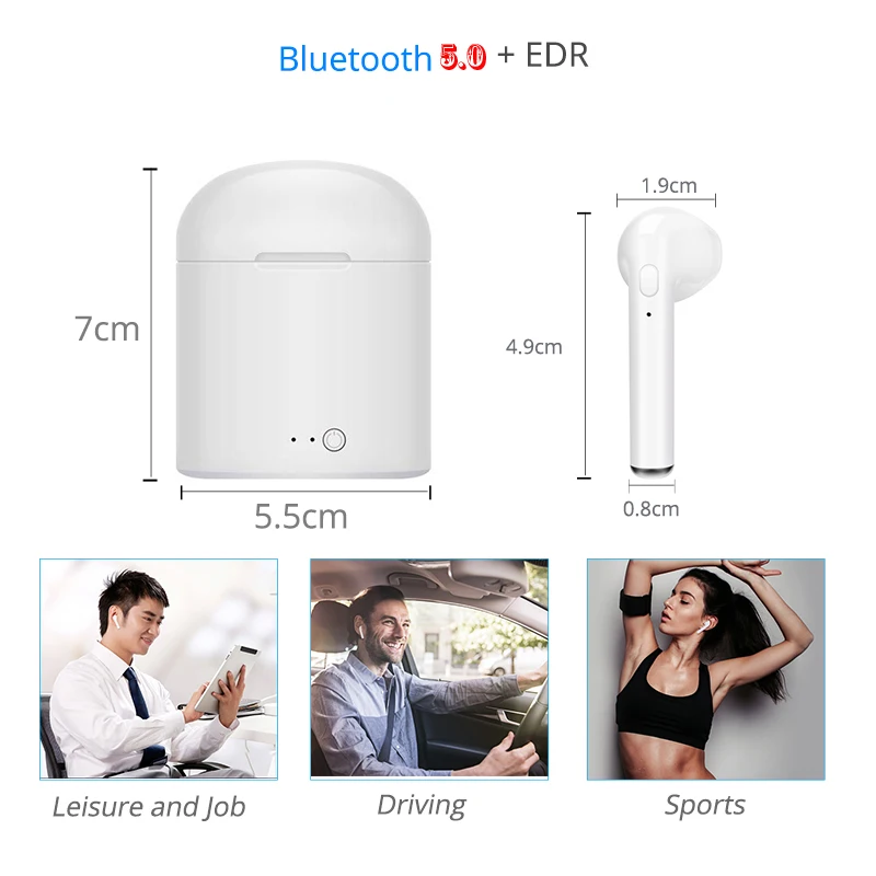 Дешевая цена i7s TWS Спортивная bluetooth гарнитура с беспроводной стерео микрофон