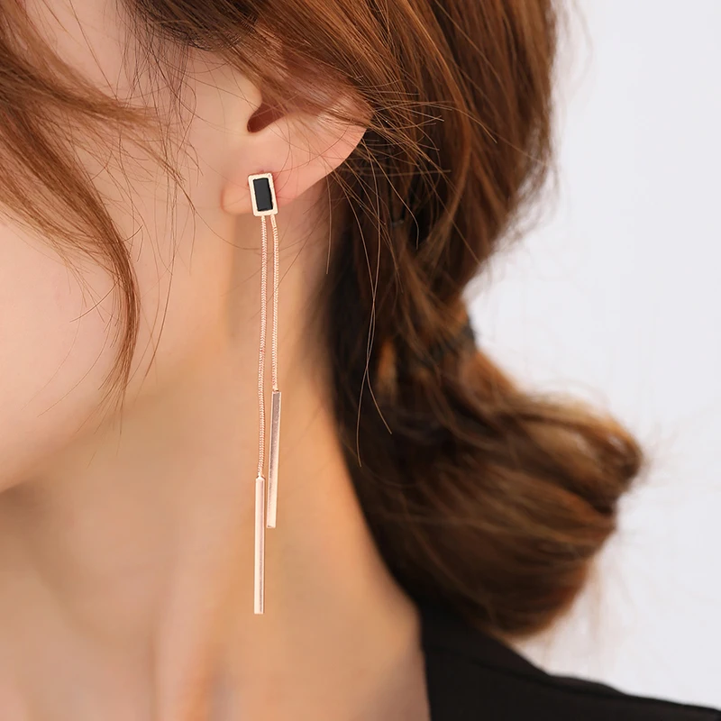 Vintage Long Tassel Geometric Square Drop Earrings For Women Korean Long Thread Dangle Earring Fashion Jewelry Oorbellen Brincos dangle earrings drop earrings long earrings crystal tassel earrings