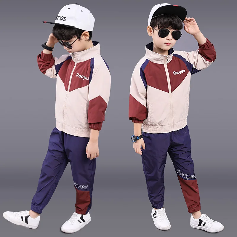 Комплекты одежды для мальчиков детская одежда коллекция года, весенний Комплект для мальчиков, футболка и штаны, корейская детская одежда спортивный костюм для мальчиков, размер От 4 до 14 лет