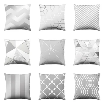 

Home Bedroom Sofa Pillowcase Decorations Throw Pillow Cover Gray Striped Geometric Cushion Cover 45*45cm