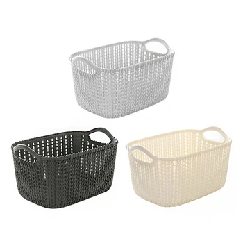 

Imitation Rattan Table Top Storage Basket Plastic Hollow Storage Basket Kitchen Snack Storage Box Bathroom Bath Basket