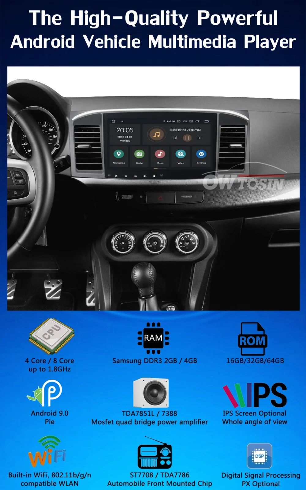 10," PX6 4G+ 64G Android 9,0 автомобильный мультимедийный плеер радио gps навигация для Mitsubishi lancer 2008- DSP CarPlay головное устройство