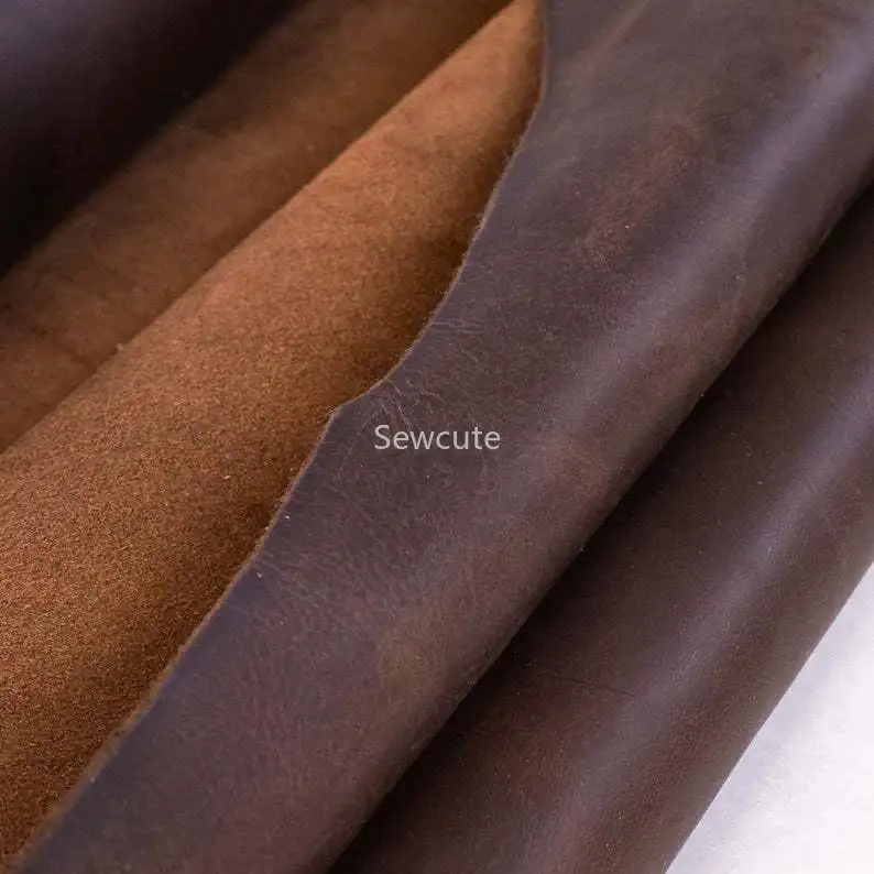 Coffe Brown Oil Tan Cowhide Leather Piece Pre-Cut Square Sheet Genuine Leather for Diy Craft for Belt Wallet Bag Shoes leather fabric,leather material