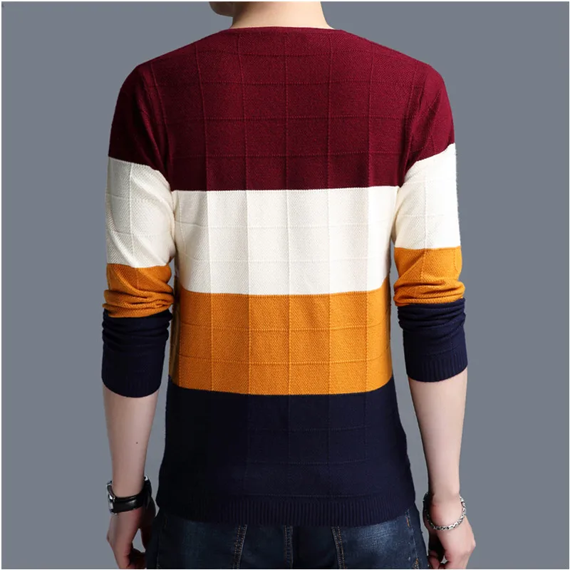 Cheap TFETTERS Brand-sweater Autumn Men's Long Sleeve T-shirt New V-neck Slim Knitted Stripes Sweater Bottom Shirt Large Size M-4XL