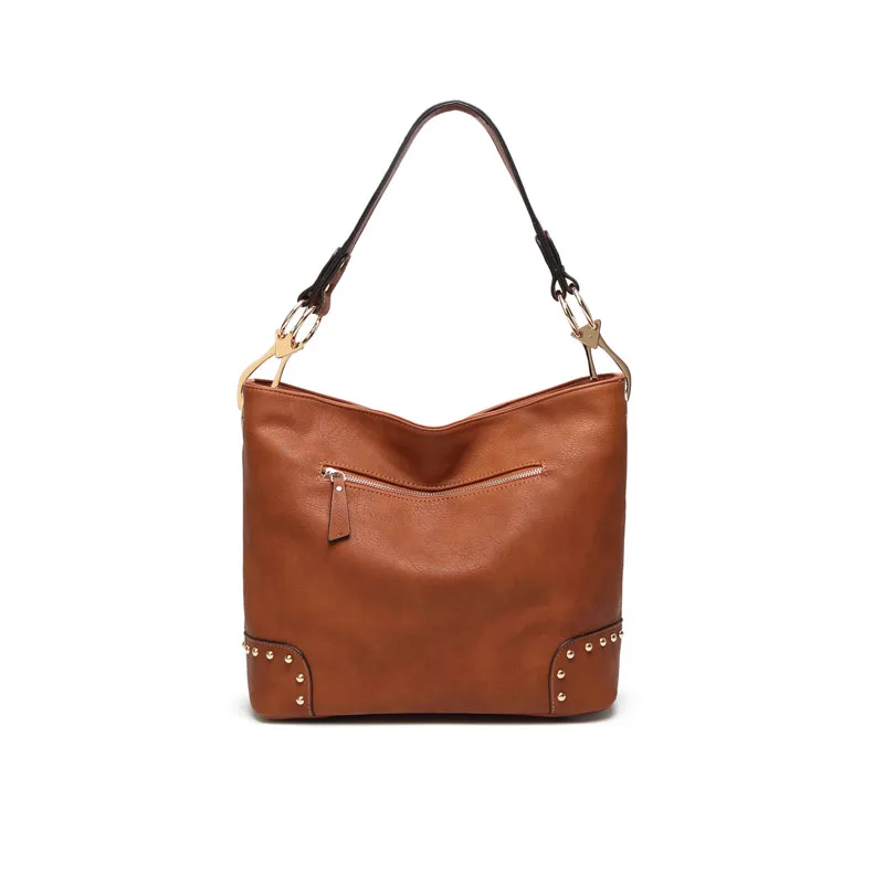 

High Quality Women PU Leather Handbags Female Zipper Phone Purse Shoulder Hand Bag Ladies Large Capacity Rivet Tote Bags