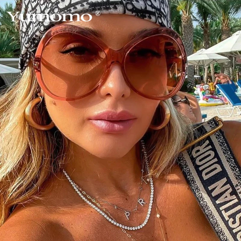 Fashion Vintage Oversized Round Sunglasses Women 2021 Luxury Brand Designer Trendy Retro Oval Sun Glasses For Woman Party UV400 |