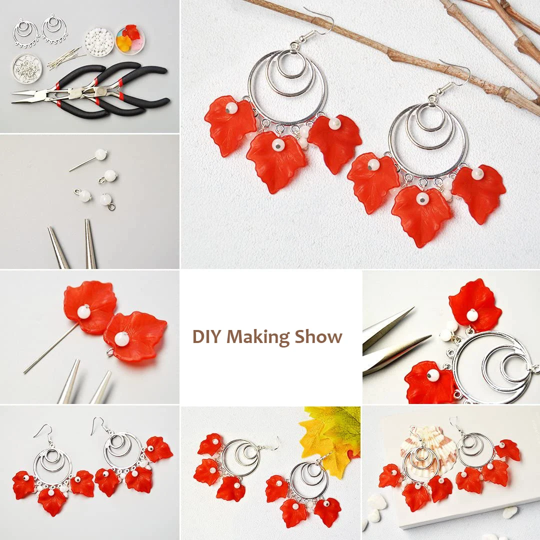 About 962 Pcs Frosted Style Acrylic Maple Leaf Charm Pendants 24x22.5x3mm for Jewelry Making Mixed Colors