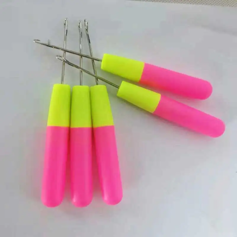 

Hook Loop Threader Plastic Crochet Hook Pulling Needle Loop Threader Tool for tip Hair Extensions Micro Ring Crochet 5pc /bag