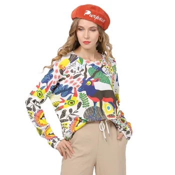 

Autumn Digital Printing Long-sleeve Knitwear Mid-length Loose-Fit Sweater Women 2020 Oversize Plus Size Jumper Top D6329