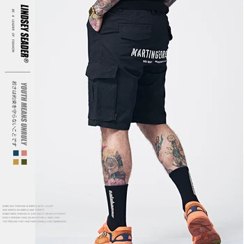 

Lindsey Seader Summer 2019 Harajuku Cargo Shorts Pockets Fashion Men Hiphop Short Joggers Streetwear Letters Baggy Short Hipster
