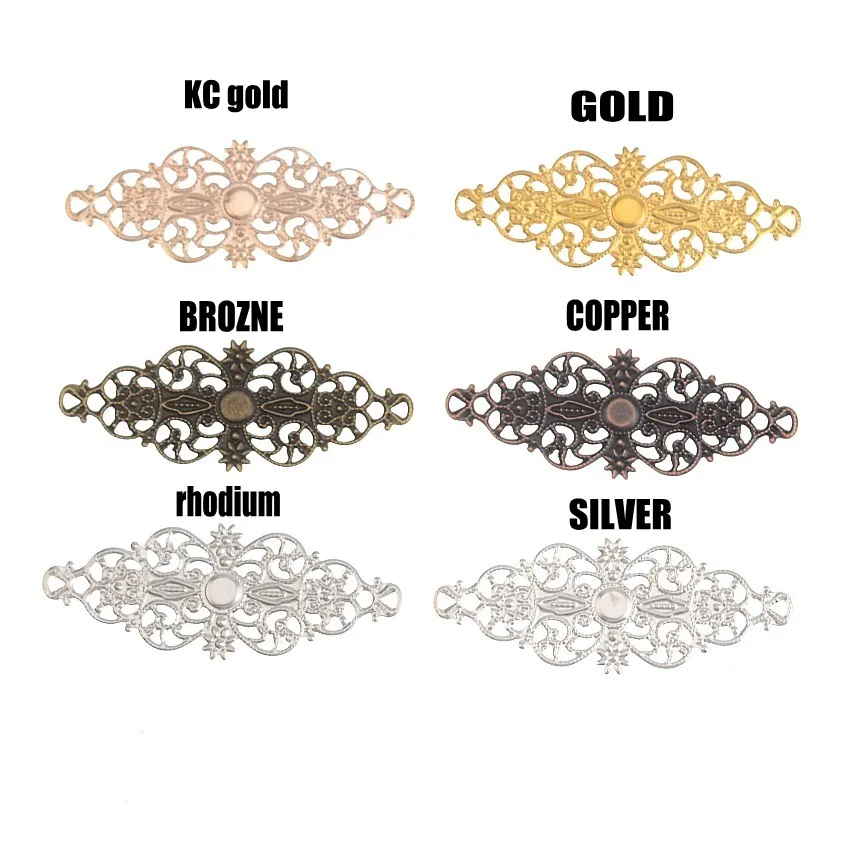 Jewelry making supplies 10 bronze tone filigree flower wraps connectors