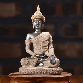 

Car Decoration Nature Sandstone Buddha Figurine Sculpture Home Interior Decoration for Home Car Office Black Gold