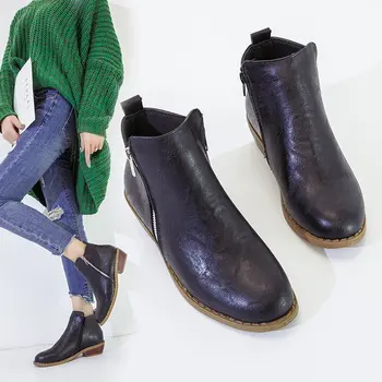 

2019 autumn new high-heeled ankle boots women fashion simple solid color thick with comfortable casual boots