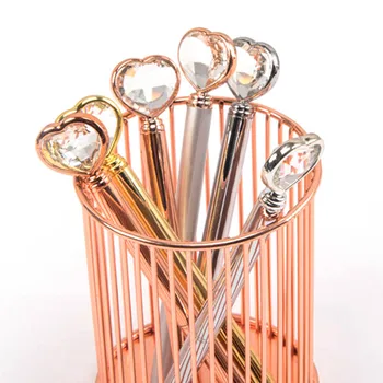 

Hot Sale Delicate Rose Gold Love Heart Crystal 1mm Ballpoint Pen Xmas Gift for Student School Office Stationery Supplies