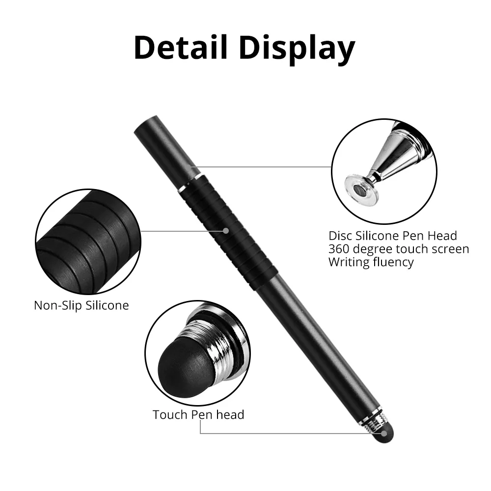 2 In 1 Stylus For Smartphone Tablet Thick Thin Drawing Capacitive Pencil Universal Android Mobile Screen Metal Note Touch Pen