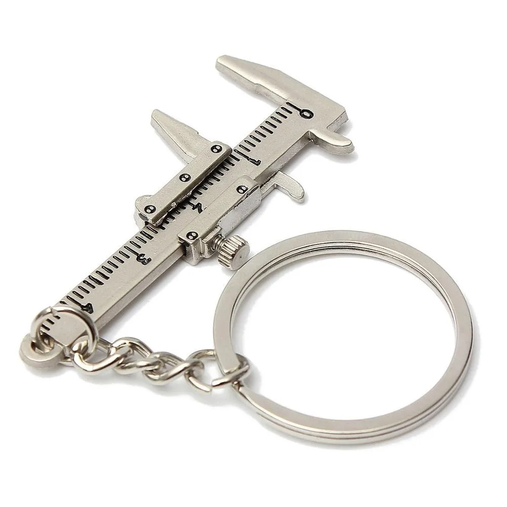 Miniregla de Metal portátil, regla Vernier, calibrador, llavero, modelo, novedad, 1 unidad