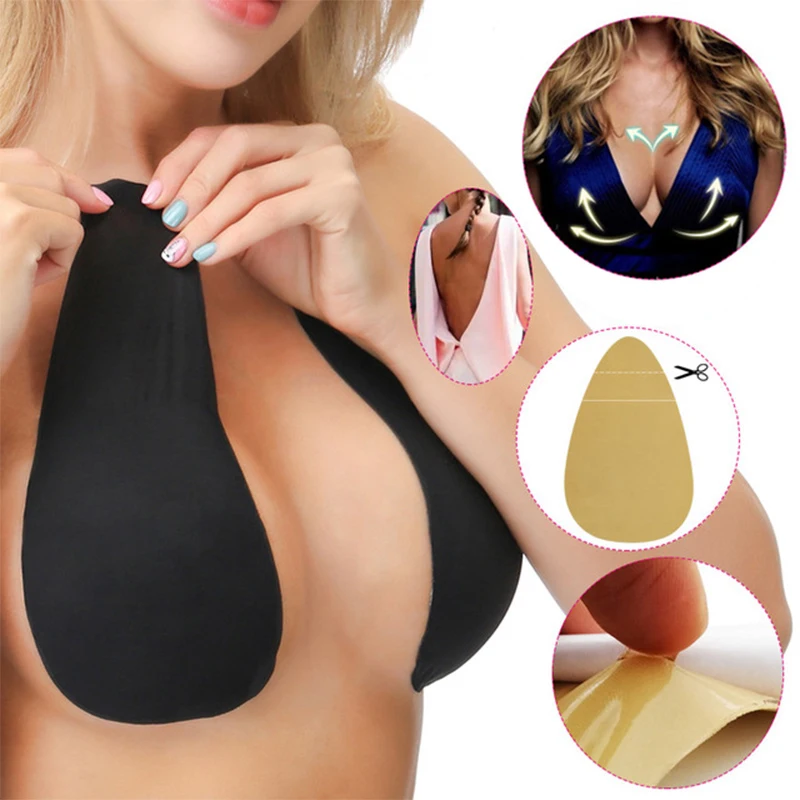 

Women Silicon Sexy Self Adhesive Nipple Push Up Instant Lift Breast Bra Tape Strepless Invisible Rabbit Sticky Bras For Women