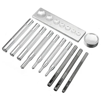 

12pcs Snap Rivet Fastener Buttons Installation Tool Kit for Leather Crafts Hand Punch Tool Set DIY Material Accessories