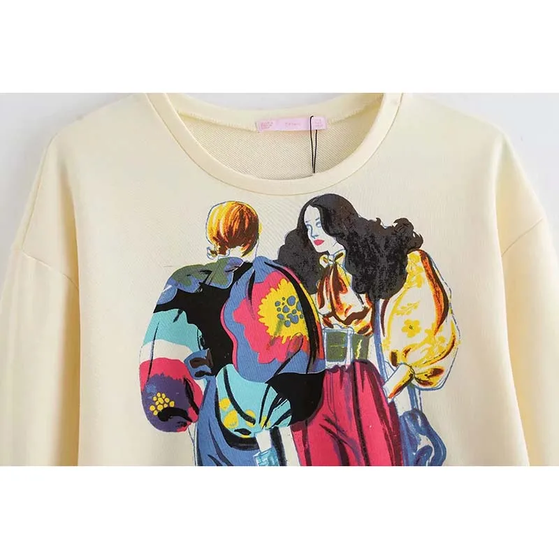 JXXSY Autumn winter hoodies women sweatshirt casual cartoon character print long sleeve sweatshirt women pullovers top