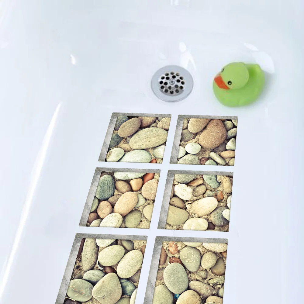 Funlife 3D нескользящий, водонепроницаемый стикер для ванной, самоклеящаяся наклейка для ванной, рисунок с крупной галькой для душевой ванны коврики для ванной комнаты декор
