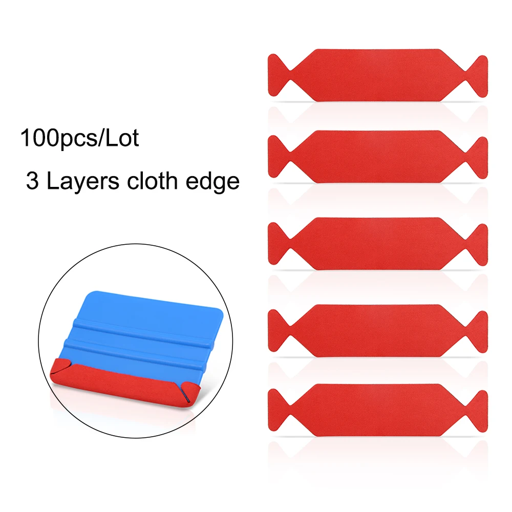

EHDIS 100PCS/50PCS Spare 3 Layers Fabric Cloth Edge for 10cm Carbon Fiber Vinyl Squeegee Scraper Car Wrap Film Window Tint Tool