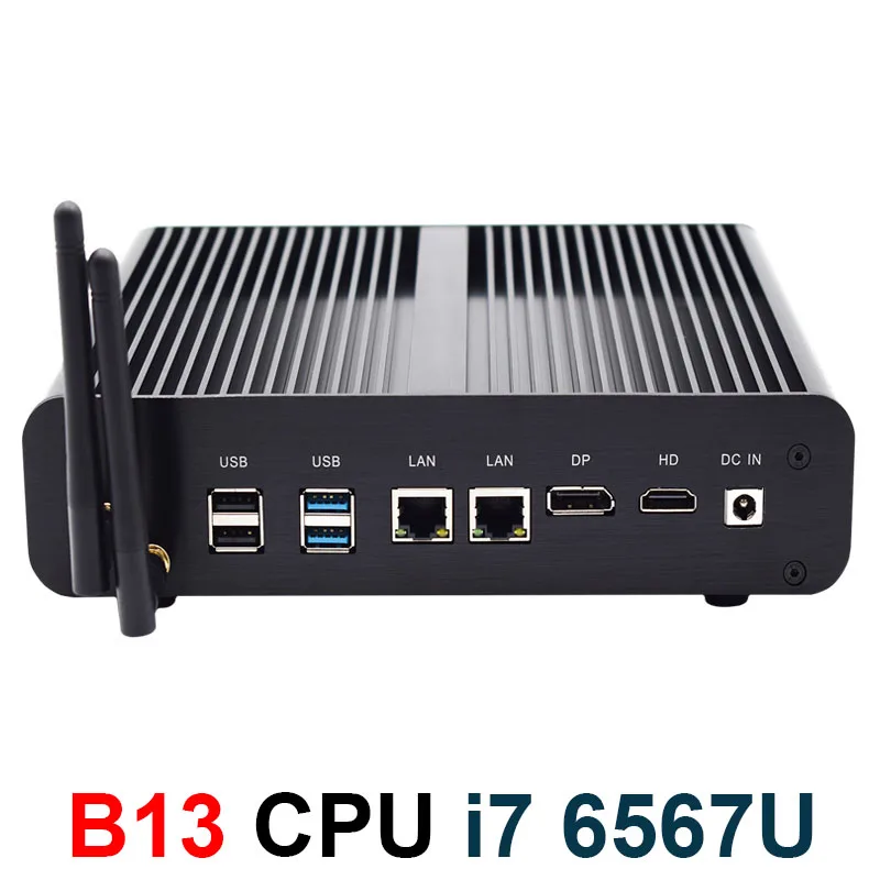 Мини компьютер parмягкий без вентилятора i7 8550U/6567U i5 8250U/7260U 2 * DDR4 Msata + M.2 SSD Micro PC Win10 Pro